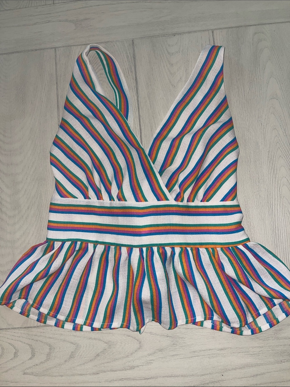 Soho White Multicolor Rainbow Stripe Tank Top